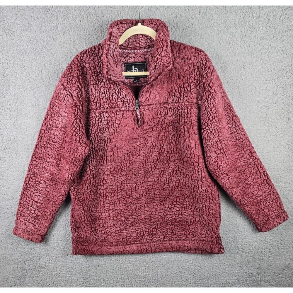 Boxercraft Sherpa Jacket Womens Large Bugundy Red Pullover Soft Cozy Quarter Zip